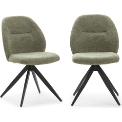 Set van 2 draaibare stoelen in stof met zwarte metalen poten L47 cm - TAMARA