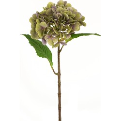 Kunst Hortensia Deluxe 55 cm groen/paars