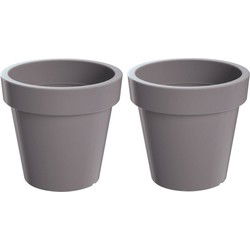 Prosperplast Bloempot - 2x - D60 x H52 cm - steengrijs - kunststof - Plantenpotten