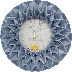 Clayre & Eef Fotolijst  8x8 cm Blauw Kunststof Rond Fotokader