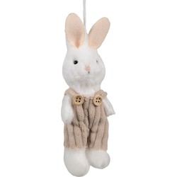 Clayre & Eef Paashanger Konijn 14 cm Wit Stof Decoratie Hanger