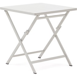 Kave Home - Torreta opvouwbare aluminium buitentafel met witte afwerking 70 x 70 cm