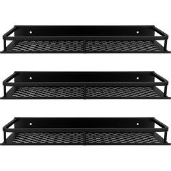 QUVIO Badkamer plankje Aluminium - Zwart - 40 cm - set van 3