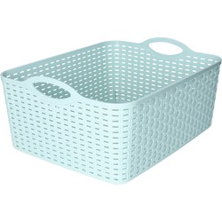 Plasticforte Opbergmand/kastmandje - 11 liter - mintgroen - kunststof - 35 x 28 x 16 cm - Opbergmanden