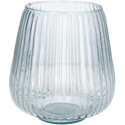 Bloemenvaas Amar - helder transparant glas - D17,5 x H19 cm - decoratieve vaas - bloemen/takken - Vazen