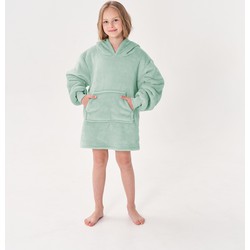 Geen merk JUNIOR Oversized Hoodie voor kinderen - 50x70 cm - Hoodie & deken in één - met capuchon - Jadeite - groen - Dutch Decor Limited Collection
