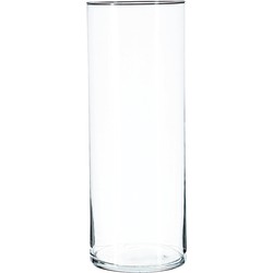 Bloemenvaas cilinder vorm van transparant glas 40 x 15 cm - Vazen