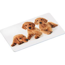 Ontbijtbordje - 4x - honden puppy print - 14 x 24 cm - kunststof - ontbijtplankje - Placemats