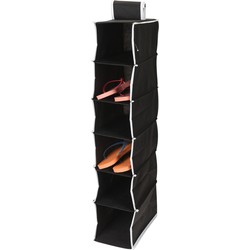Storage Solutions Hangende kast organizer - zwart - 6 vakken - 84 cm - Opbergmanden