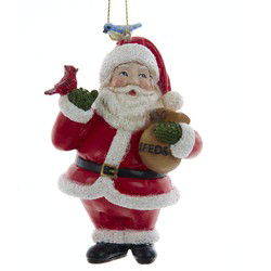 4.25 inch Resin Santa W/Birds Orn. 10,16x6,35x5,08 cm kerstornament