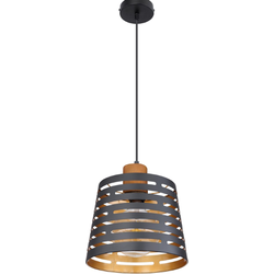 Industriële hanglamp Ablona - L:25cm - E27 - Metaal - Zwart