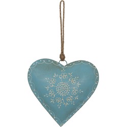 Clayre & Eef Hanger Hart 20x20 cm Blauw Ijzer Woondecoratie