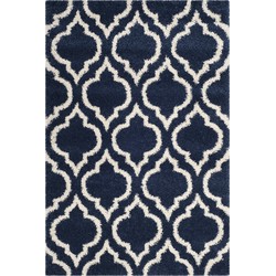 Safavieh Shaggy Indoor Woven Area Rug, Hudson Shag Collection, SGH284, in Navy & Ivory, 155 X 229 cm