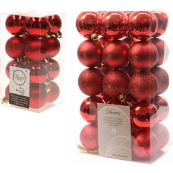 Kerstversiering kunststof kerstballen rood 4-6 cm pakket van 46x stuks - Kerstbal