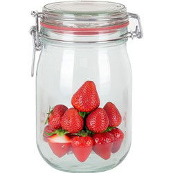 Weckpot/inmaakpot - glas - 1000 ml - beugelsluiting - transparant - Weckpotten