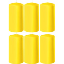 8x Kaarsen geel 6 x 12 cm 45 branduren sfeerkaarsen - Stompkaarsen