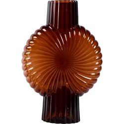 PTMD Zugar Brown solid glass vase ribbed round L