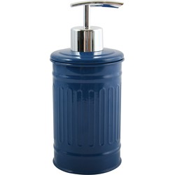 MSV Zeeppompje/dispenser - Industrial - metaal - marine blauw - 7.5 x 17 cm - 250 ml - Zeeppompjes