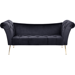 Beliani NANTILLY - Chaise longue-Zwart-Fluweel