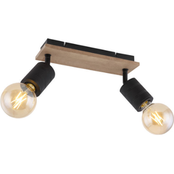 Plafondlamp 2-lichts met zwartmatte spots | E27 | Zwart | Bruin | Plafondspots | Binnen | Industrieel