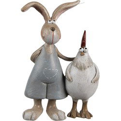 Clayre & Eef Decoratie Beeld Konijn 7x3x10 cm Bruin Wit Kunststof