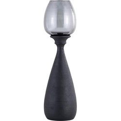 PTMD Windlicht Midi - 17x17x67 cm - Glas - Zwart