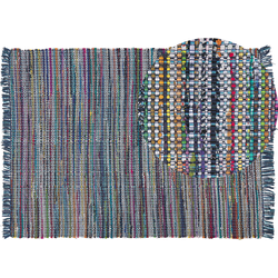 BESNI - Laagpolig vloerkleed - Marineblauw - 160 x 230 cm - Katoen