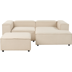 ARDAL - Hoekbank met ottomaan - Beige - Linkszijdig - Polyester