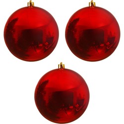 3x Grote raam/deur/kerstboom decoratie rode kerstballen 20 cm glans - Kerstbal