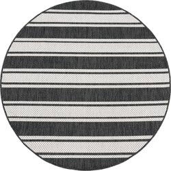 Binnen & Buitenkleed Romile - Gestreept - Antraciet / Wit - 80x80 cm