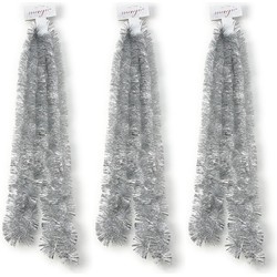 3x Kerst lametta guirlandes zilver 270cm kerstboom versiering/decoratie - Kerstslingers