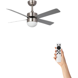 Plafondventilator Eliana met verlichting - Ø107cm -  6 snelheden - Afstandsbediening - Zilver
