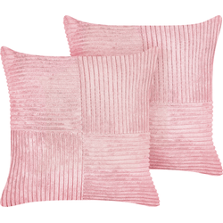 Beliani MILLET - Sierkussen-Roze-Corduroy