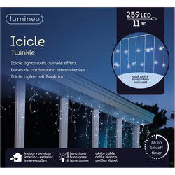 Lumineo Kerstverlichting - IJspegel - koel wit - 1100 cm - 259 lampjes - Kerstverlichting lichtgordijn