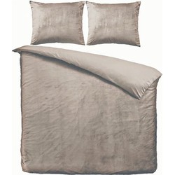 Zavelo Dekbedovertrek Velvet Comfort Taupe-2-persoons (200 x 200/220 cm)