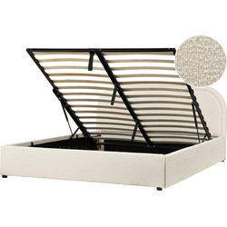 QUILLIEN - Bed opbergruimte - Lichtbeige - 160 x 200 cm - Polyester