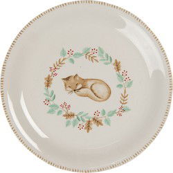 Clayre & Eef Ontbijtbord  Ø 20 cm Beige Bruin Keramiek Rond Vos Bord