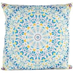 Anna's collection buitenkussen mandala - blauw/wit - 60 x 60 cm - Sierkussens