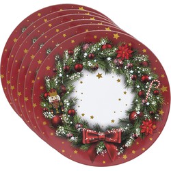 Set van 6x stuks ronde kerst onderborden kerstkrans 33 cm - Onderborden