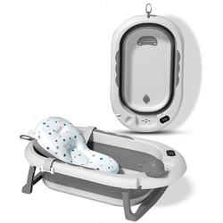 Babybadje 3 in 1 opvouwbaar - Inclusief badkussen - Thermometer ingebouwd - Model 2023 - Grijs
