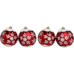 Gerimport Kerstballen - rood - 4ST - gedecoreerd - D8 cm - Kerstbal