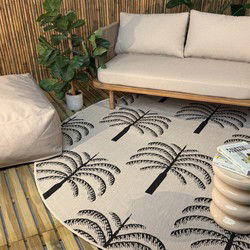 Rond buitenkleed Oase zwart/wit - Interieur05 Zwart,Wit - Polypropyleen - Rond 240 Ø - (XL)