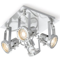 Home sweet home LED opbouwspot Robo 4L 22 cm - mat staal