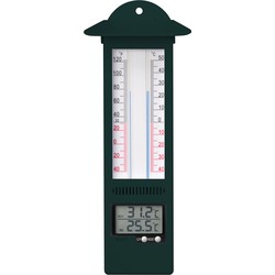 Digitale binnen/buiten thermometers groen van kunststof 24 cm - Buitenthermometers