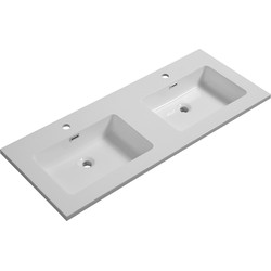 Badplaats Wastafel Angela 120 x 48 cm - Wit - Dubbele Wasbak voor Wastafelkast