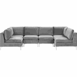 Beliani EVJA - Modulaire Sofa-Grijs-Fluweel