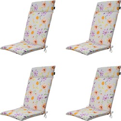 Madison -  Tuinstoelkussen Hoge Rug Florina purple - Ca. 120x50 cm - Set van 4