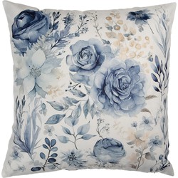 Clayre & Eef Kussenhoes 45x45 cm Wit Polyester Bloemen