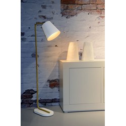 Scandinavisch wit met licht hout leeslamp staand E27