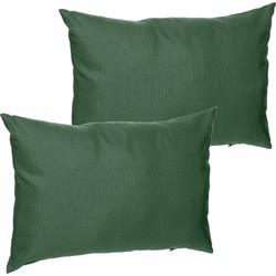 Set van 2x stuks bank/sier/tuin kussens voor binnen en buiten in de kleur olijf groen 30 x 50 x 10 c - tuinstoelkussens